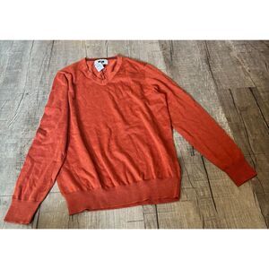 NWT Joseph Abboud Men’s V-Neck Sweater Medium Rust Orange Lightweight Knit